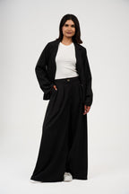 Tow-Piece Suit Set:  Blazer  & Wide-Leg Pants