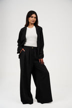 Tow-Piece Suit Set:  Blazer  & Wide-Leg Pants