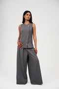 Tow-Piece Suit Set: Vest & Wide-Leg Pants