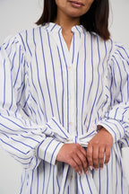 Women’s Striped Midi/Maxi Shirt Dress with Self-Tie Belt