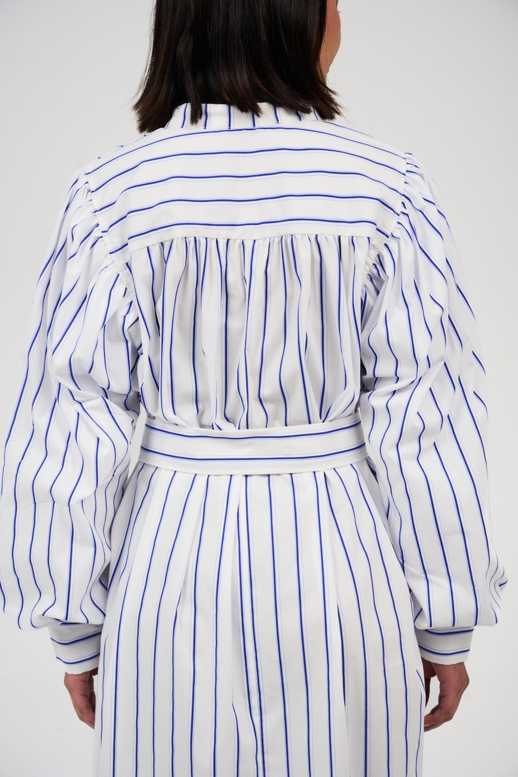 Women’s Striped Midi/Maxi Shirt Dress with Self-Tie Belt