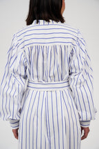 Women’s Striped Midi/Maxi Shirt Dress with Self-Tie Belt