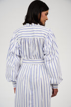 Women’s Striped Midi/Maxi Shirt Dress with Self-Tie Belt