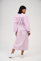 Women’s Striped Midi/Maxi Shirt Dress with Self-Tie Belt
