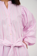 Women’s Striped Midi/Maxi Shirt Dress with Self-Tie Belt