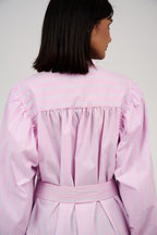 Women’s Striped Midi/Maxi Shirt Dress with Self-Tie Belt