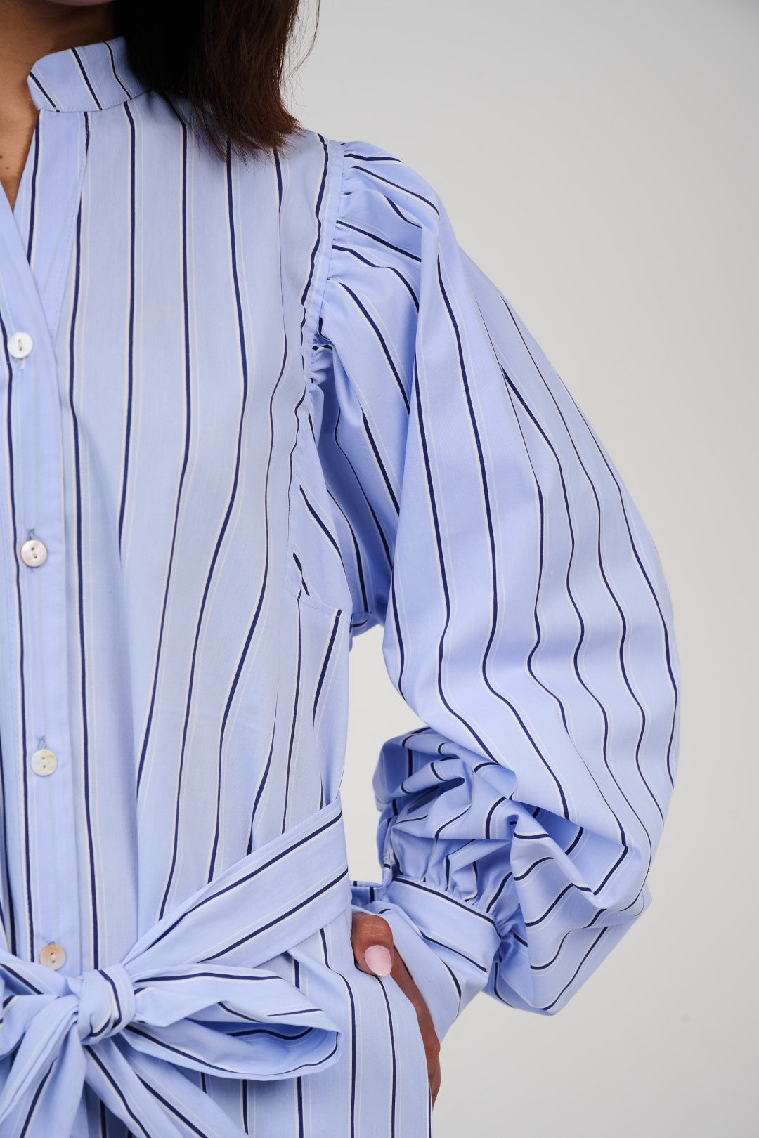 Women’s Striped Midi/Maxi Shirt Dress with Self-Tie Belt