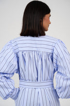 Women’s Striped Midi/Maxi Shirt Dress with Self-Tie Belt