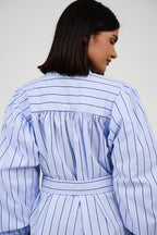 Women’s Striped Midi/Maxi Shirt Dress with Self-Tie Belt