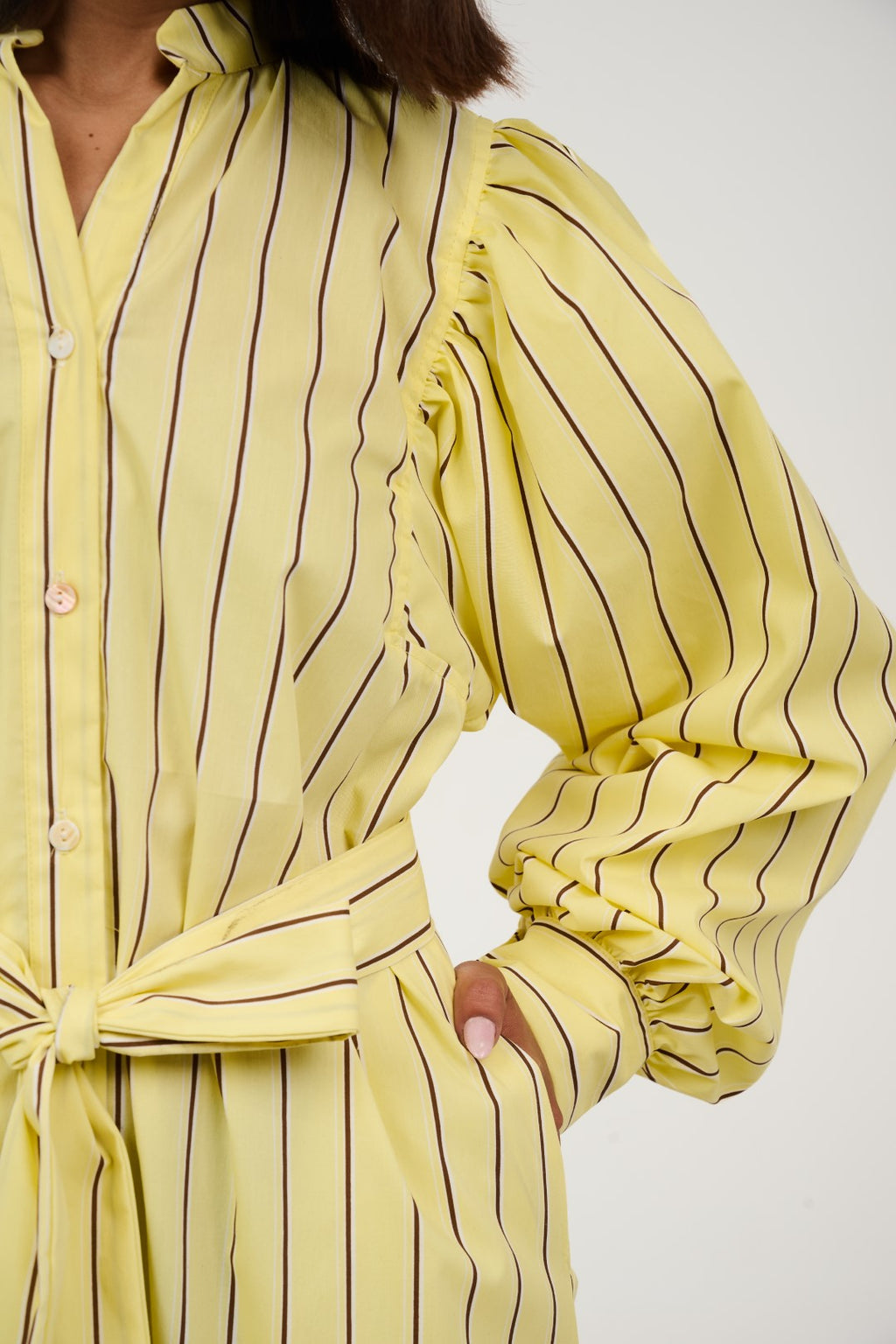 Women’s Striped Midi/Maxi Shirt Dress with Self-Tie Belt
