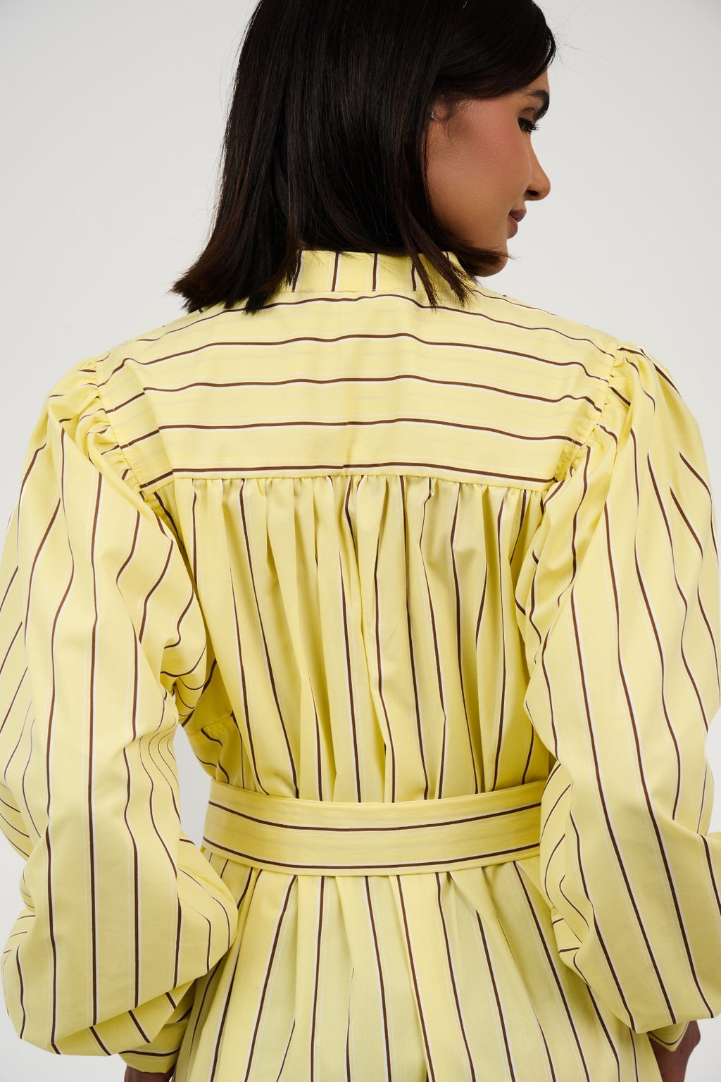 Women’s Striped Midi/Maxi Shirt Dress with Self-Tie Belt