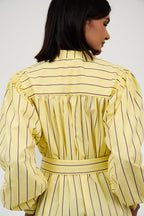 Women’s Striped Midi/Maxi Shirt Dress with Self-Tie Belt