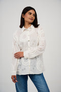 Embroidered Appliqué Blouse with Eyelet Details