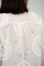 Embroidered Appliqué Blouse with Eyelet Details