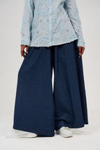 Wide-Leg Denim Palazzo Pants