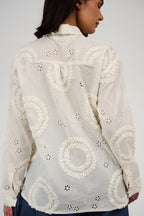 Embroidered Appliqué Blouse with Eyelet Details