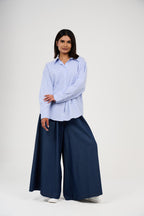 Wide-Leg Denim Palazzo Pants
