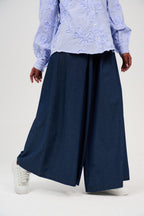 Wide-Leg Denim Palazzo Pants