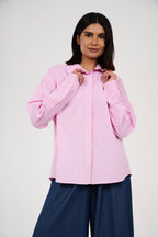 Oversized Striped Button-Up Shirt