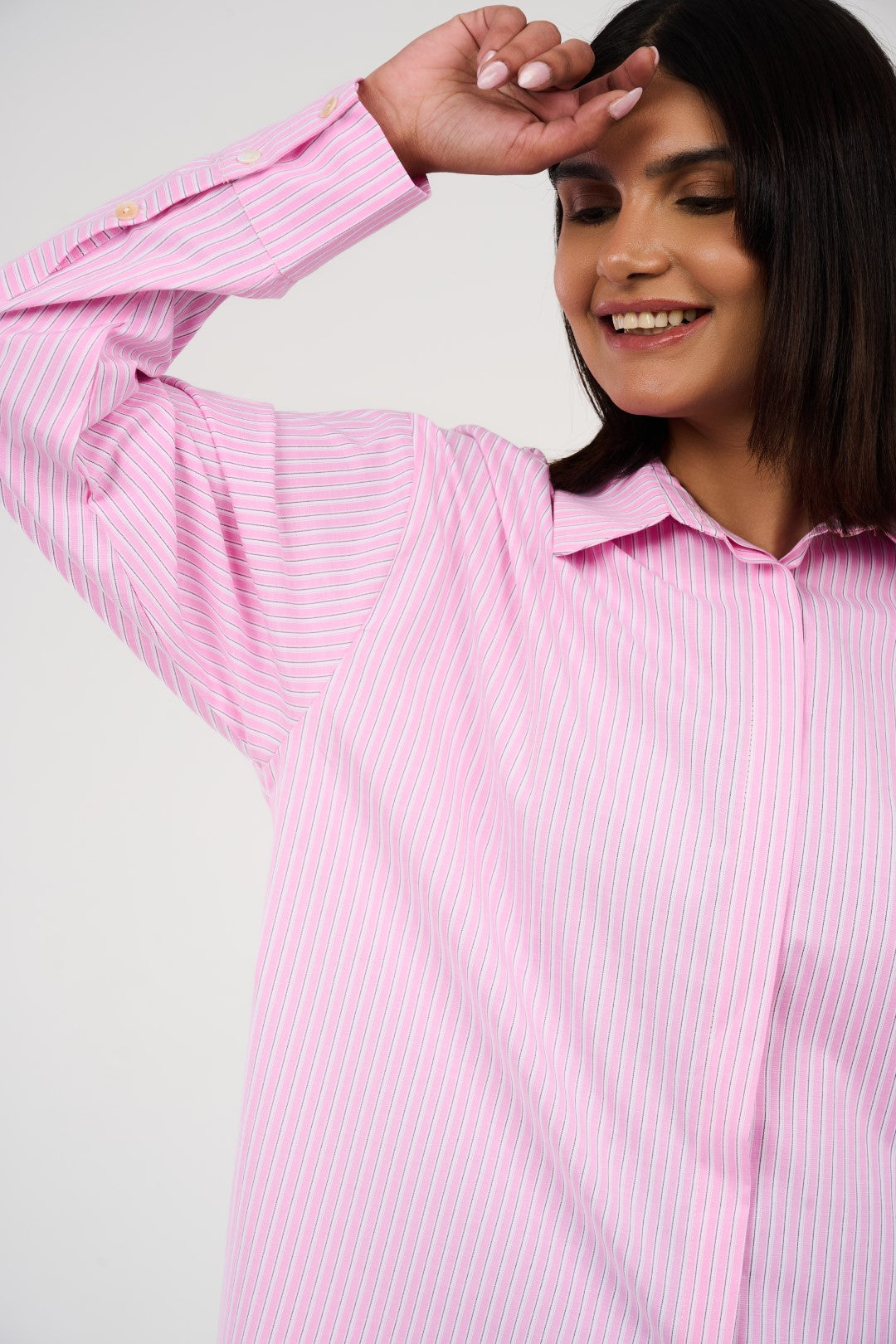 Oversized Striped Button-Up Shirt