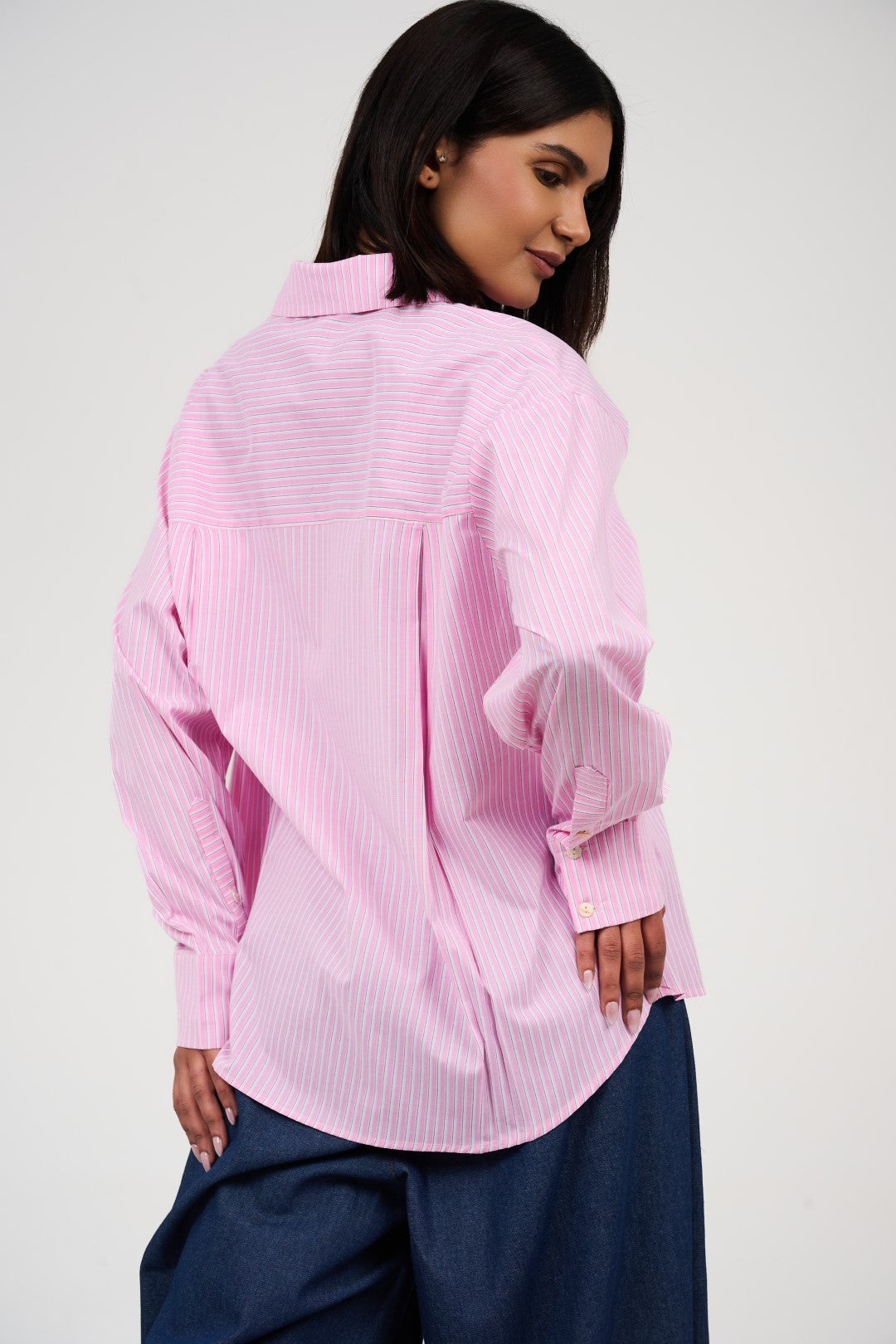 Oversized Striped Button-Up Shirt
