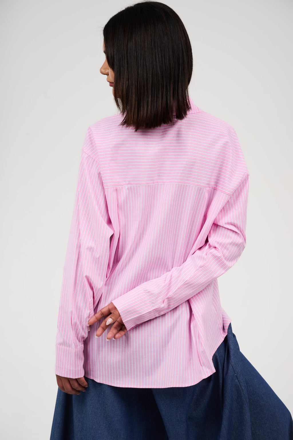 Oversized Striped Button-Up Shirt