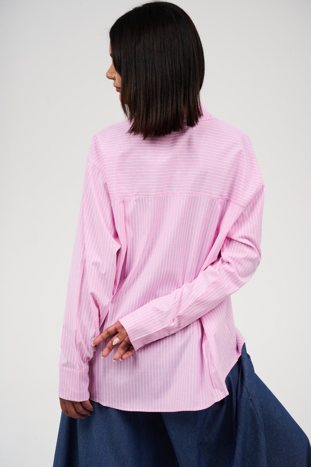 Oversized Striped Button-Up Shirt