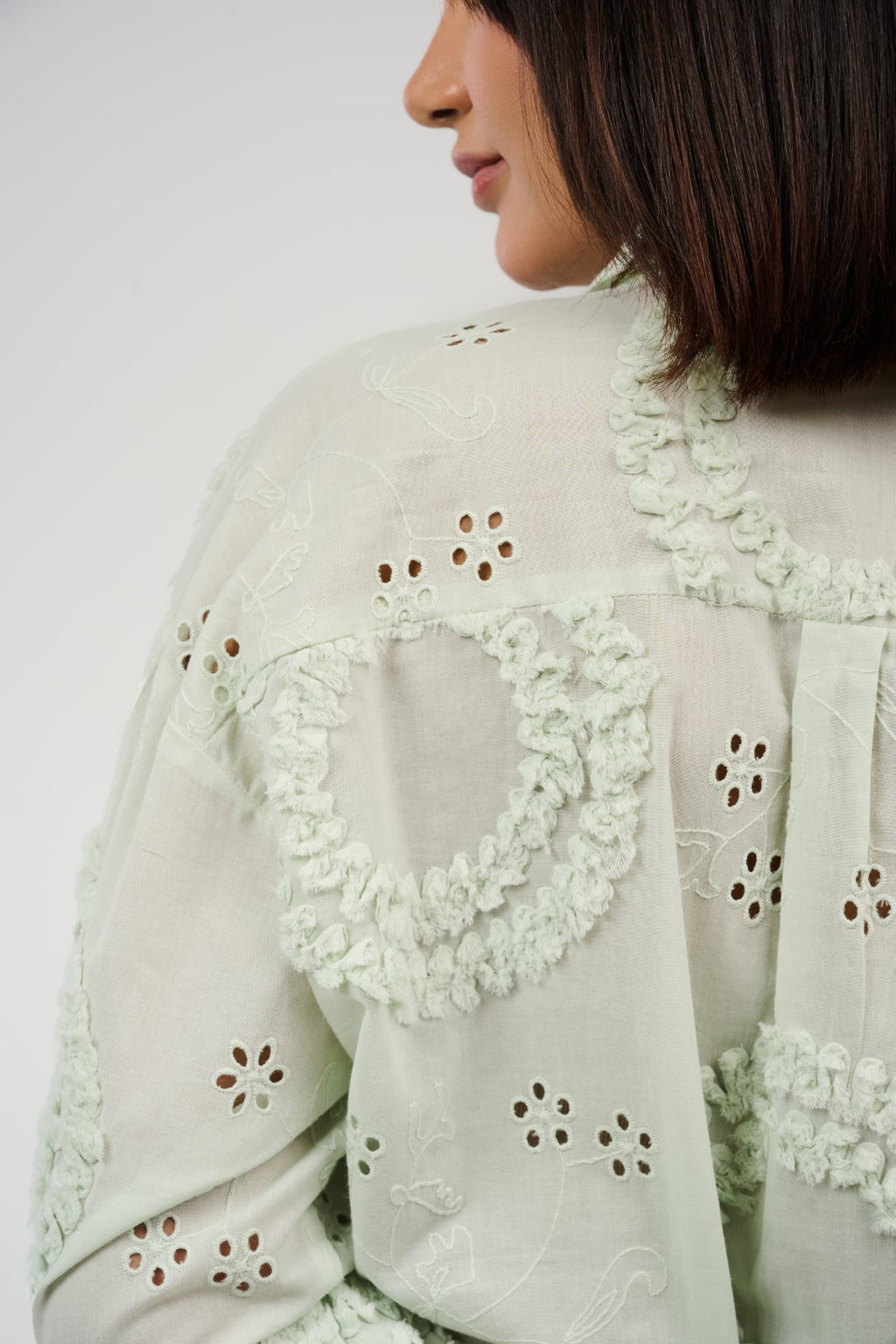 Embroidered Appliqué Blouse with Eyelet Details
