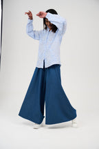 Wide-Leg Denim Palazzo Pants