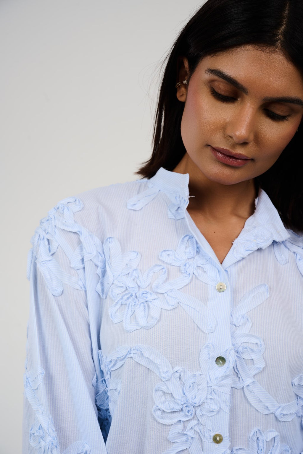 Floral Appliqué Embroidered Blouse