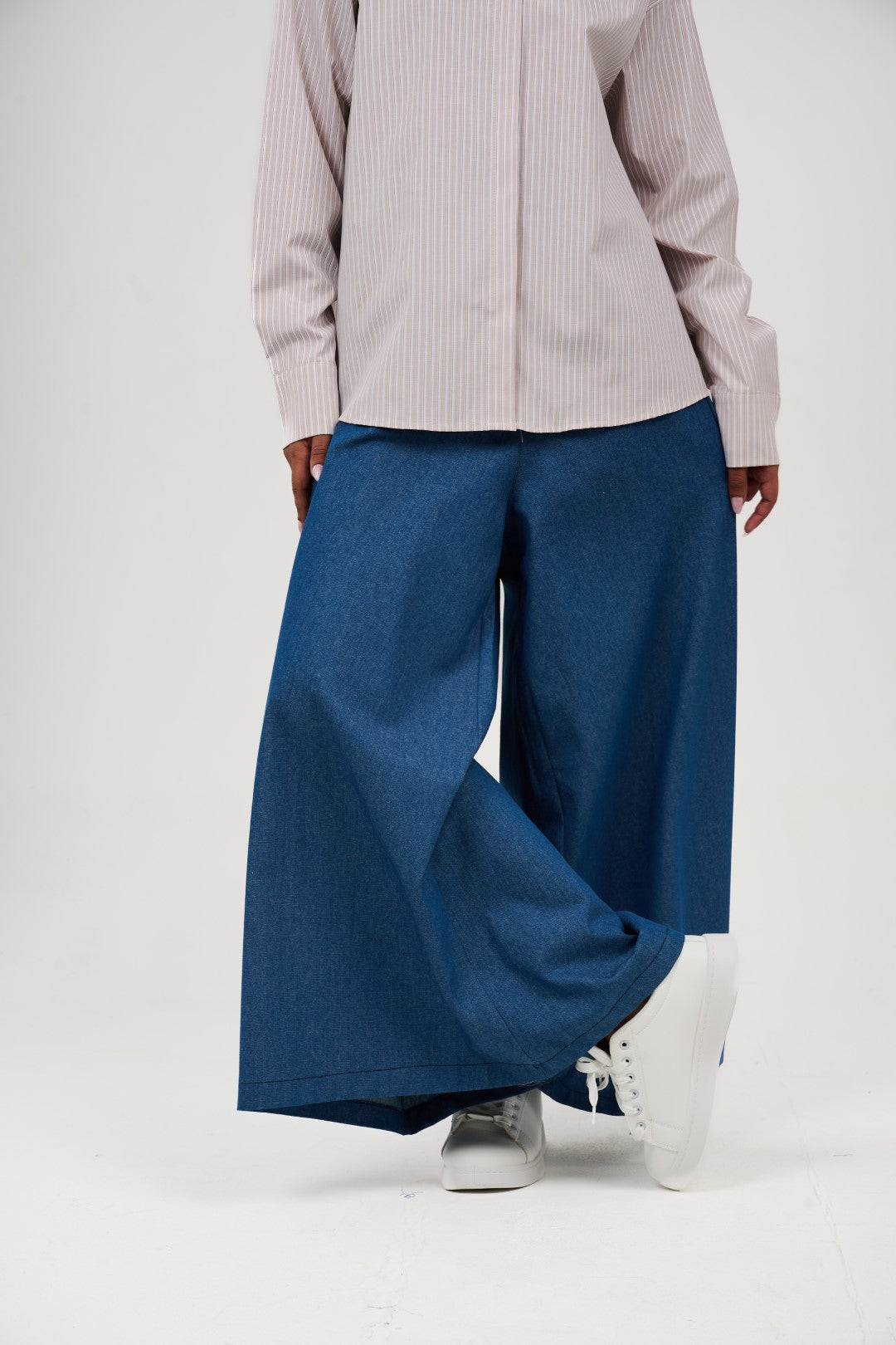 Wide-Leg Denim Palazzo Pants