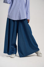 Wide-Leg Denim Palazzo Pants