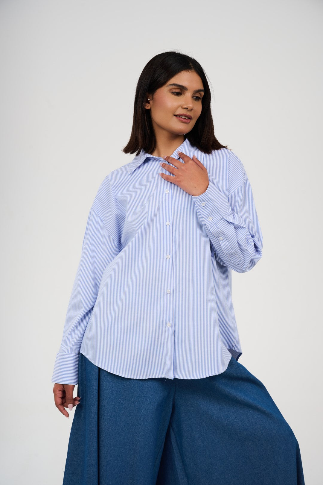 Oversized Striped Button-Up Shirt