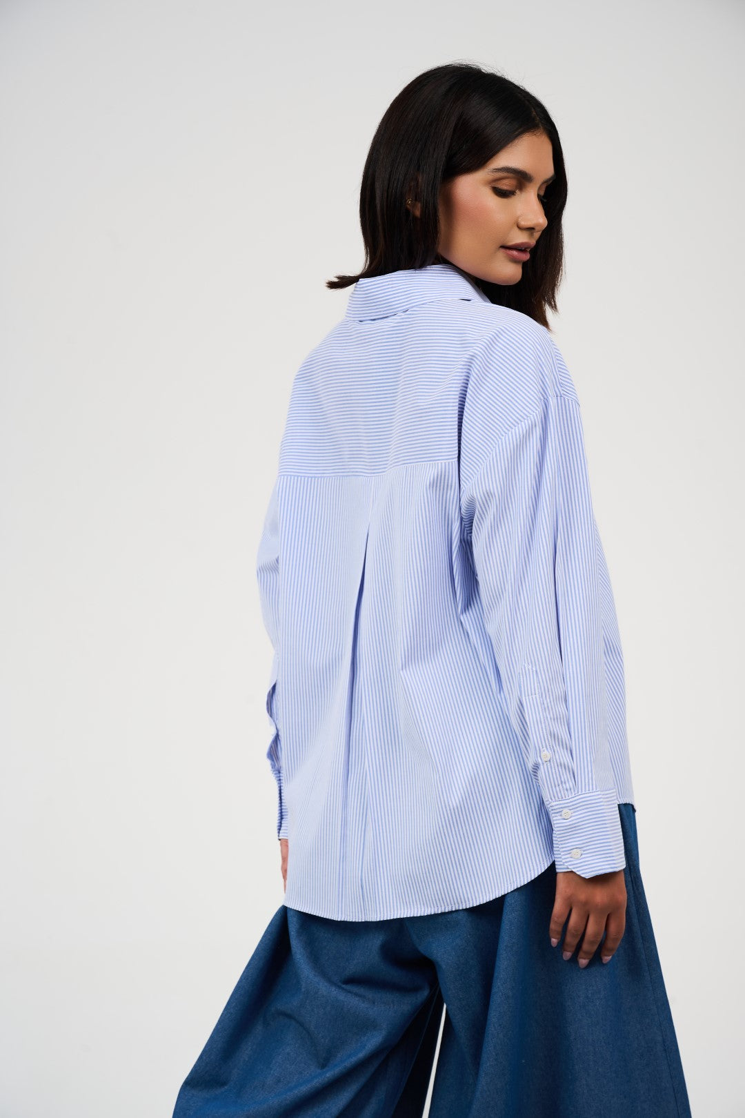 Oversized Striped Button-Up Shirt