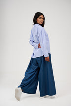 Wide-Leg Denim Palazzo Pants