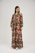 فستان/قميص ماكسي نسائي مطبوع متعدد الألوان