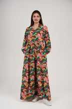 فستان/قميص ماكسي نسائي مطبوع متعدد الألوان