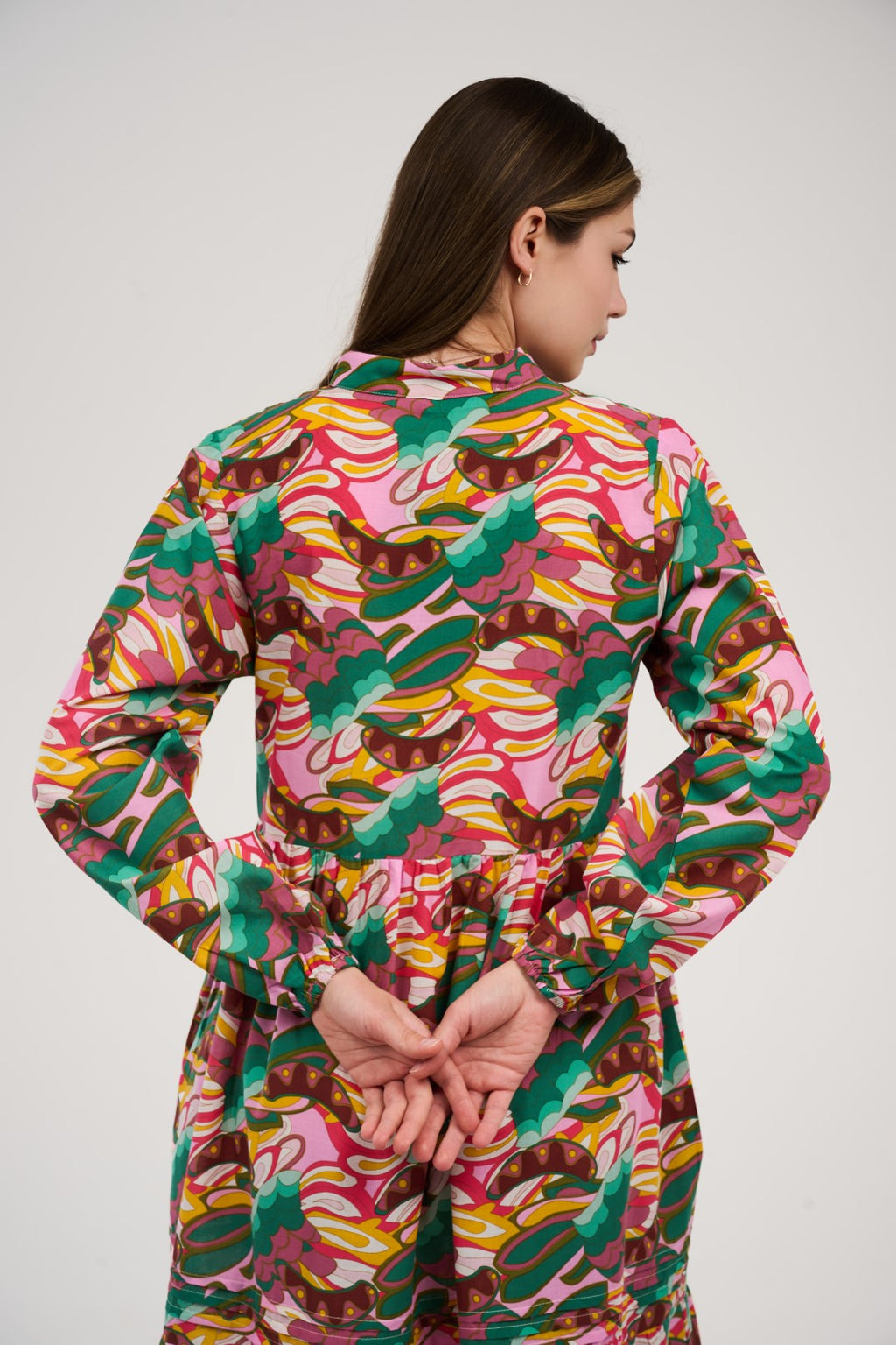 فستان/قميص ماكسي نسائي مطبوع متعدد الألوان