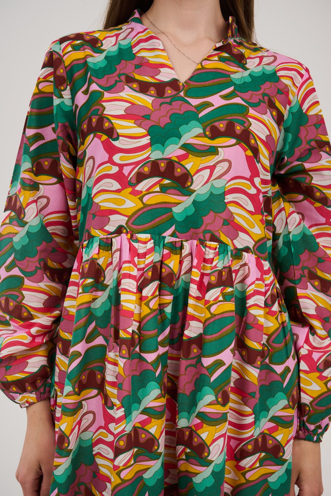 فستان/قميص ماكسي نسائي مطبوع متعدد الألوان