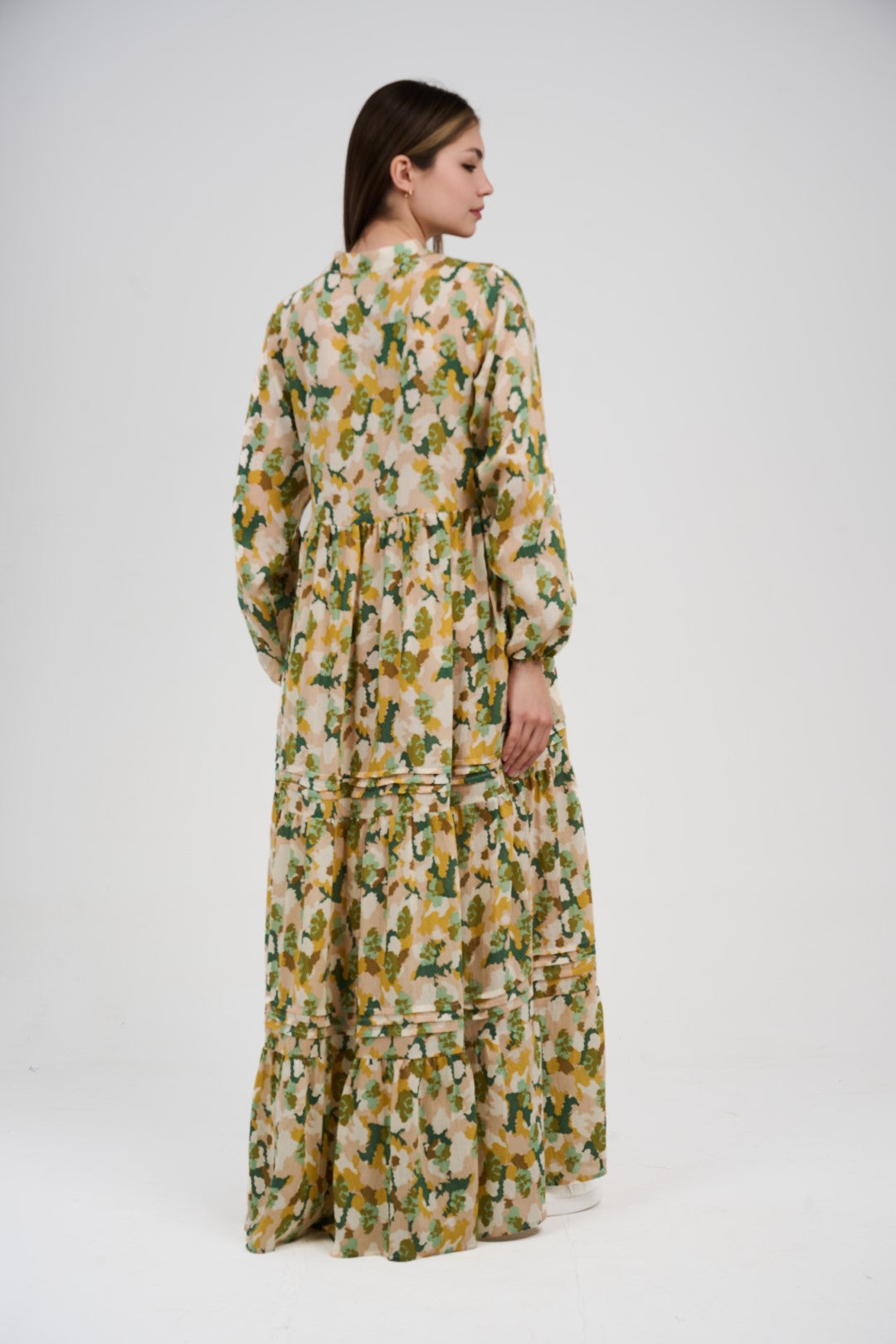 فستان/قميص ماكسي نسائي مطبوع متعدد الألوان