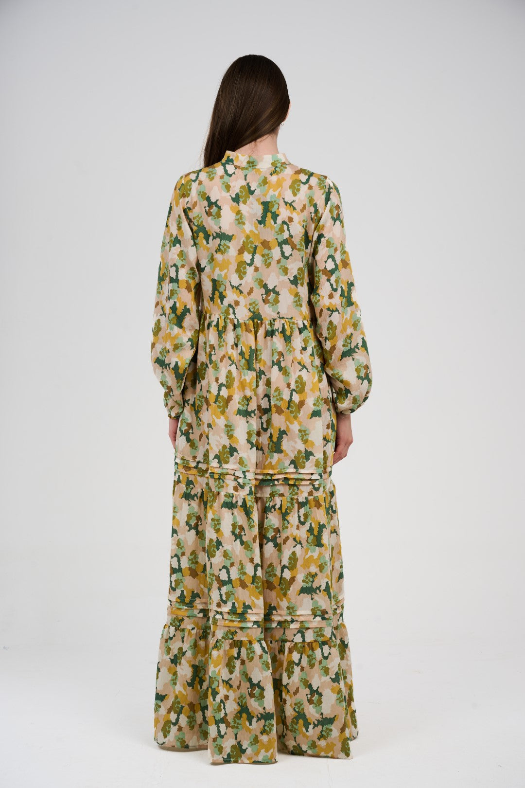 فستان/قميص ماكسي نسائي مطبوع متعدد الألوان