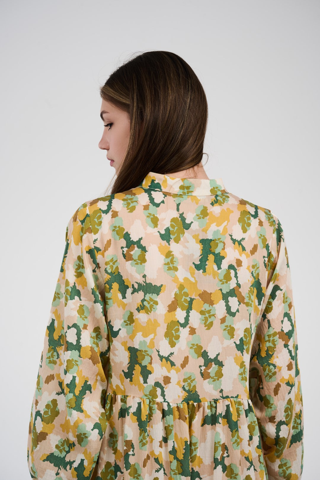 فستان/قميص ماكسي نسائي مطبوع متعدد الألوان