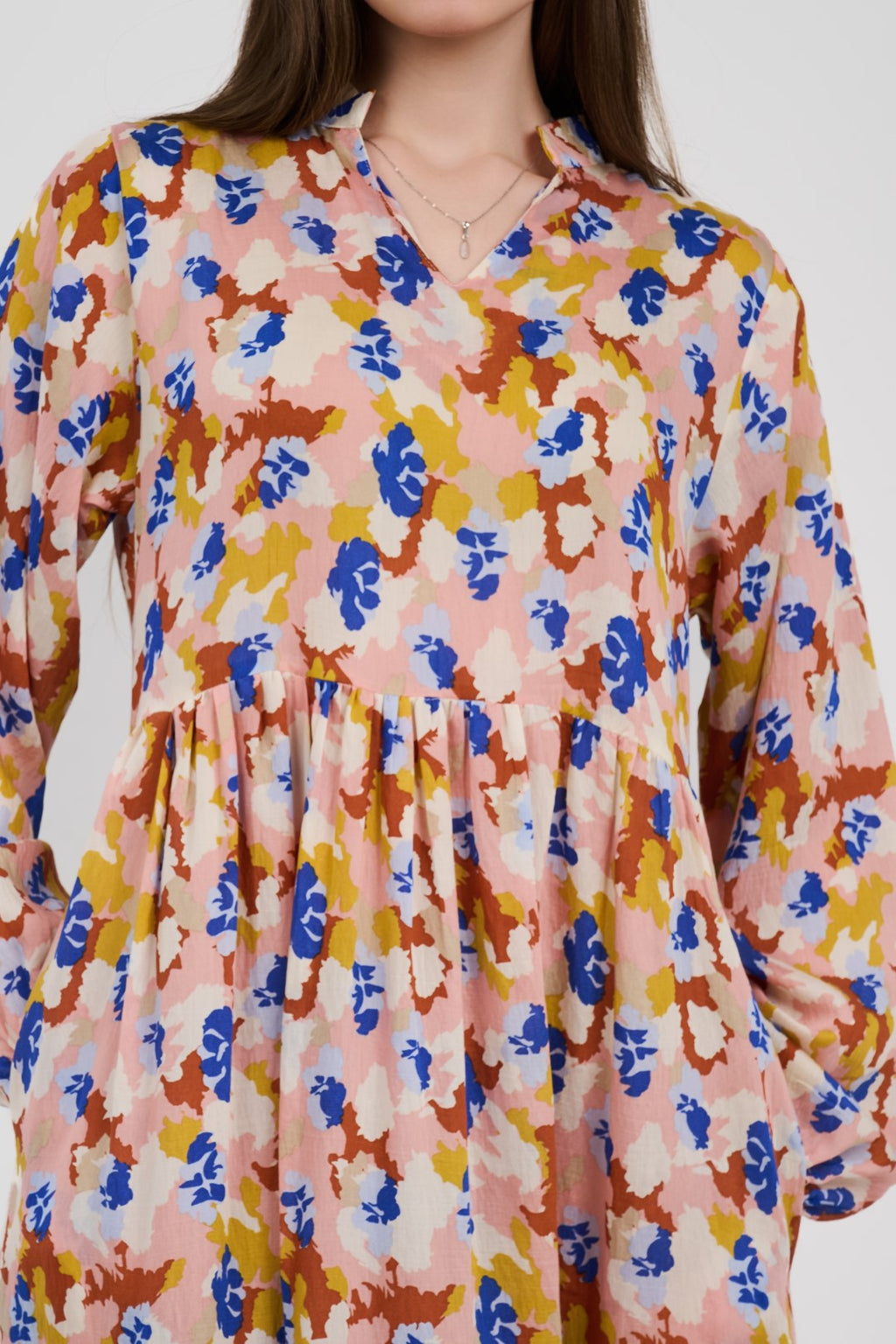 فستان/قميص ماكسي نسائي مطبوع متعدد الألوان