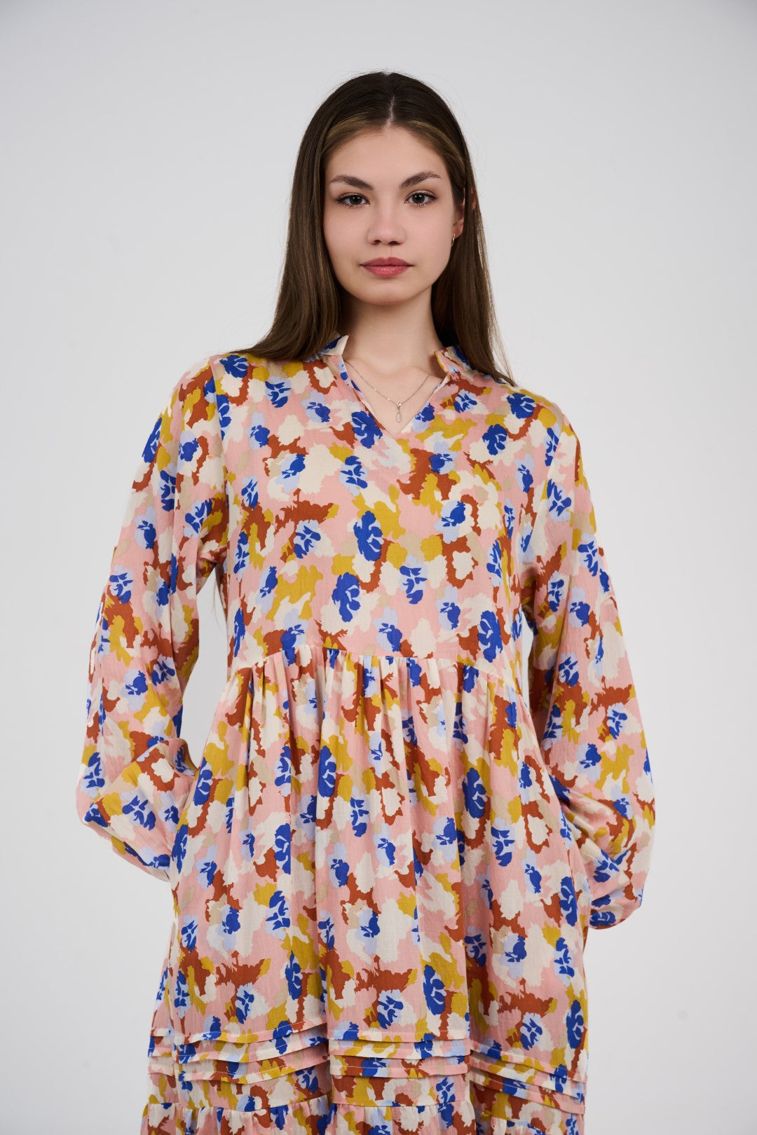 فستان/قميص ماكسي نسائي مطبوع متعدد الألوان