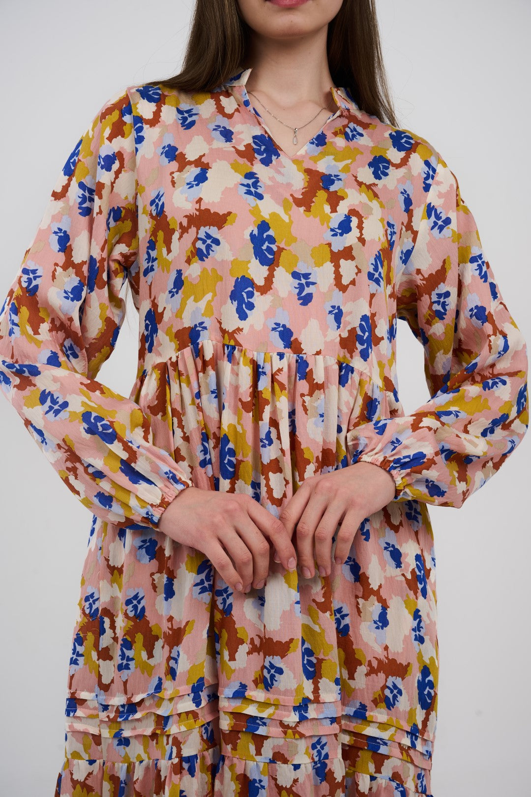 فستان/قميص ماكسي نسائي مطبوع متعدد الألوان