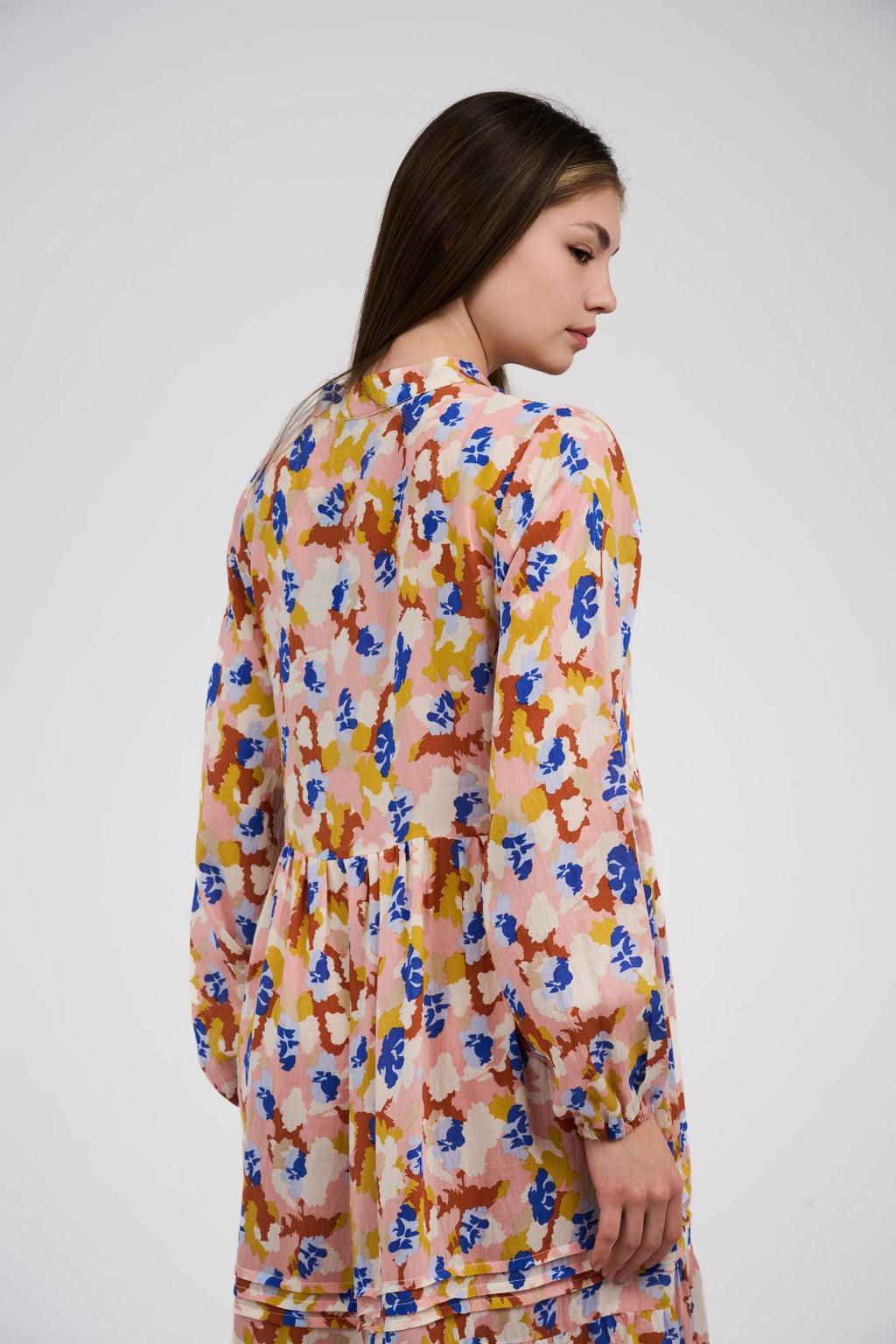 فستان/قميص ماكسي نسائي مطبوع متعدد الألوان