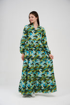 فستان/قميص ماكسي نسائي مطبوع متعدد الألوان