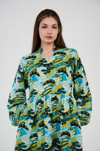 فستان/قميص ماكسي نسائي مطبوع متعدد الألوان