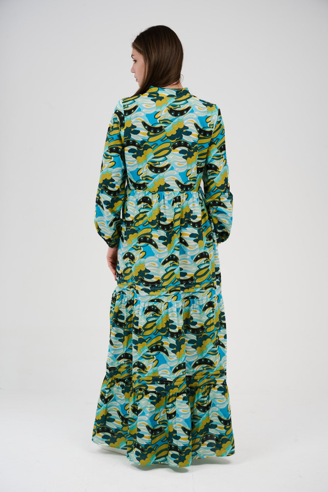 فستان/قميص ماكسي نسائي مطبوع متعدد الألوان