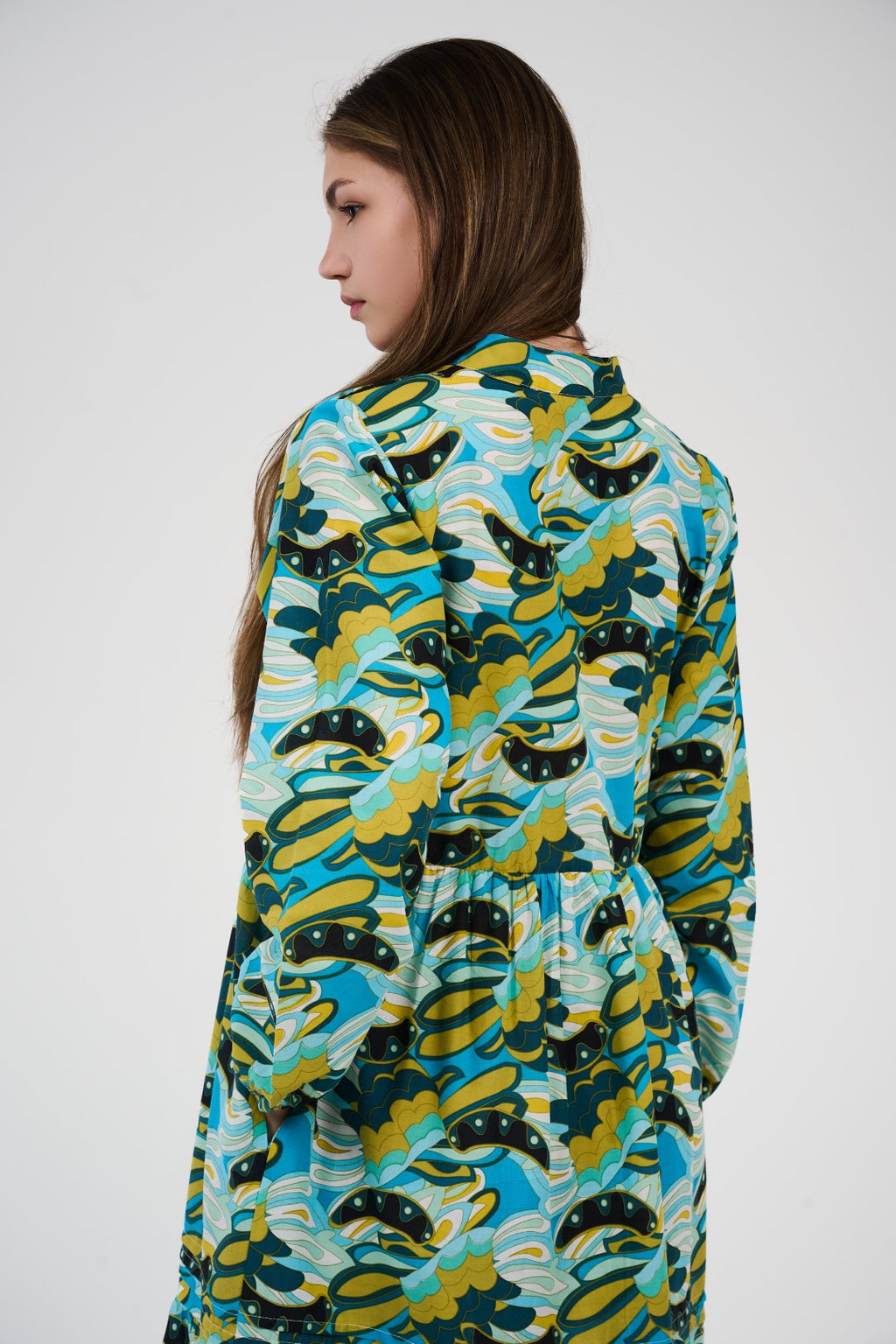 فستان/قميص ماكسي نسائي مطبوع متعدد الألوان